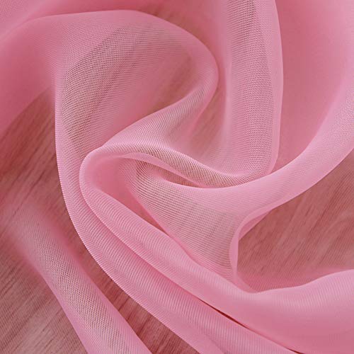 XNSHUN Gardinen Vorhänge Mit Kräuselband, 2er Set Sheer Voile Vorhang Lichtdurchlässig Einfarbig Gardinen Wohnzimmer Schlafzimmer Für Alle Fenster Und Jahreszeiten (H225 X B140 cm,Rosa) von XNSHUN