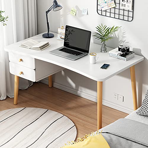 XNYXLPP Gaming-Schreibtisch, Computertisch mit 2 Schubladen, moderner, Schlichter Schreibtisch, Arbeitstisch, kompakter Arbeitsplatz, Laptop-Schreibtisch (White 39 Inch) von XNYXLPP