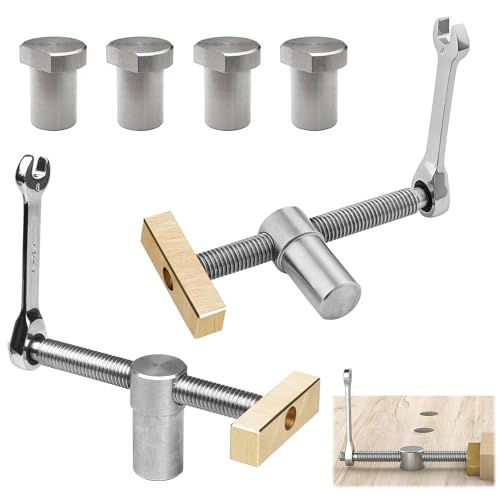 2 Stück Holzbearbeitung Bankhaken 20mm, Tisch Werkbank Klemme, Niederhalter Werkbank Klemme,Edelstahl Tisch Hobel Stop Bank Hunde Klemme,Niederhalter Klemme 20mm für Hobelbank(Silber) von XNZMYN