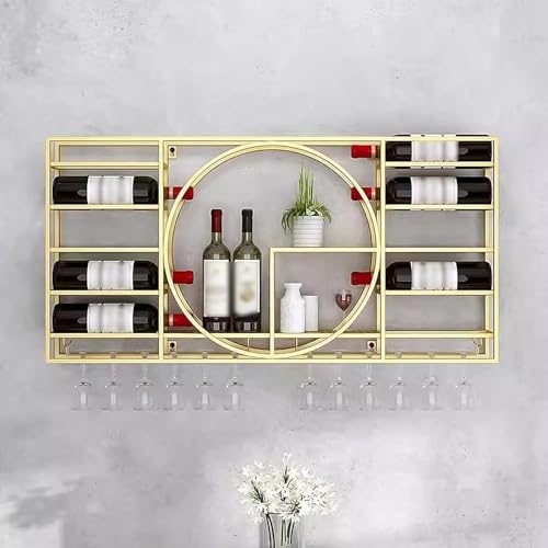 Modernes, an der Wand montiertes Weinregal aus Metall, Weinhalter aus Eisen, schwebende Regale für die Bar, multifunktionales Dekorregal für Schnapsflaschen für die Küche zu Hause (Größe: 120 × 11 × 7 von XONJEMU