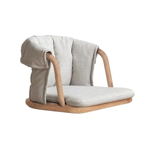 Tragbarer Bodenstuhl, Bodenstuhl mit Rückenstütze, Massivholz-Meditations-Tatami-Stühle, chinesischer Zen-Stil-Rückenlehnenstuhl mit Kissen, Wohnzimmer-Teezimmer-Stuhlsitz ( Color : Ashtree Wood ) von XOVP-023