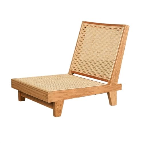 Tragbarer Bodenstuhl, Neuer Tatami-Stuhl im chinesischen Stil, beinloser Erkerfensterstuhl aus massivem Holz, Meditationsbodenstuhl mit Rückenlehne, Lazy Sofa Chair Sitzbalkonstuhl ( Color : Oak Wood- von XOVP-023