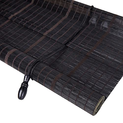 XQKXHZ Schwarzes Bambusrollos, Bambus-Rollo Raffrollo, Sonnenschutz und Sichtschutz Rollo, Seitenzugrollo für Fenster und Türen, 70% Lichtfilter-Rollo, for Indoor und Outdoor,WxH:60x300cm/24x118 in von XQKXHZ