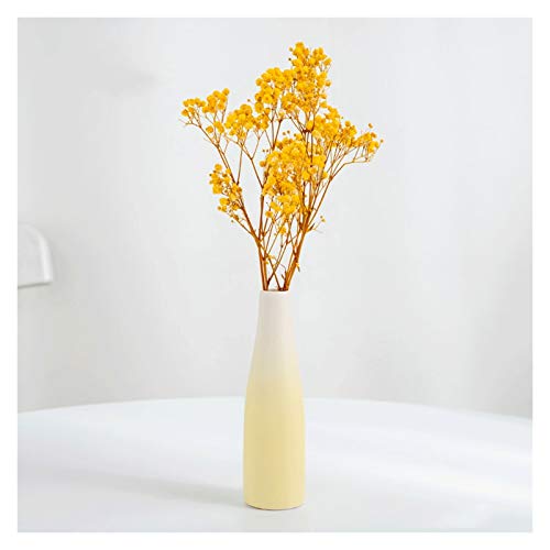 Künstliche Blumen, künstliche Schleierkraut-Blumenstrauß, künstliche getrocknete Blumen mit Vase, gelbe getrocknete Schleierkraut-Blumen, künstliche Blumen von XTZYGLFD
