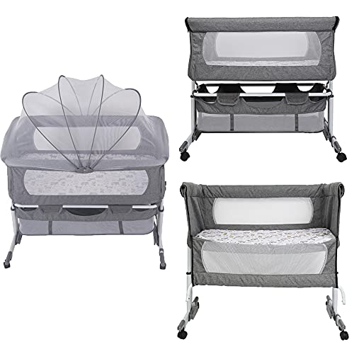 XUANYU Babybett, Cododo, klappbar, 2 in 1, Babyzimmer, komplett mit Matratze und Moskitonetz für Babys von 0 bis 36 Monaten von XUANYU