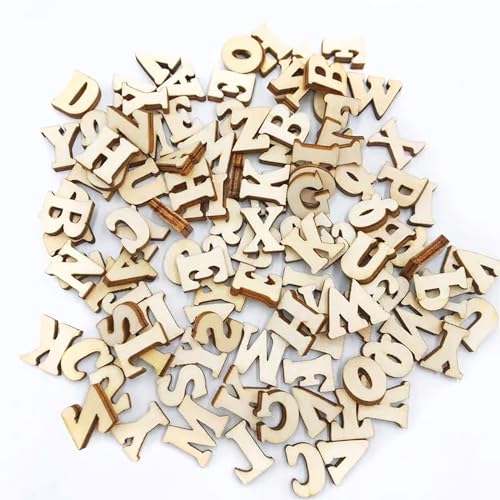 Mini Holz Buchstaben XUEHOU 100 Stück Handwerk Holz Buchstaben Scrabble Hölzerne Großbuchstaben Holz DIY Holzbuchstaben Klein A-Z für DIY Kunsthandwerk Party Hochzeit Dekoration von XUEHOU