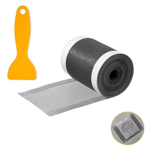 XUEHOU Haarsieb Abflusssieb Haarfänger für Dusche Selbstklebender Duschabfluss Mesh Aufkleber mit 1 Plastikspachtel Wiederverwendbar 70mm x 5m Sink Strainer für Küche, Waschbecken von XUEHOU