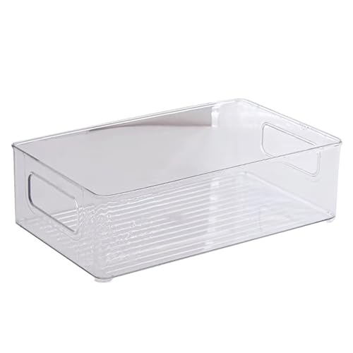 XUEHOU Kühlschrank Organizer Küchen Organizer Schubladen Küchenschrank Organizer Kunststoff Aufbewahrungsbox Stapelbar Transparent Desktop-Organizer mit Griff für Küche, Büro von XUEHOU