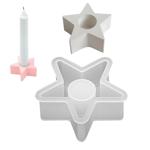 XUEHOU Silikonform Stern Kerzenhalter DIY Harz Epoxid Pentagramm Gießform Kerzenhalter 3D Handmade Silikonform für Handmade DIY Kerzenformen Dekoration von XUEHOU