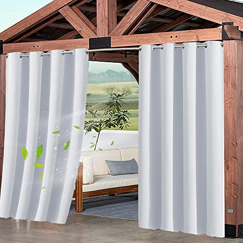 Outdoor Vorhang Grau Wetterfest 1 Stück - mit Edelstahltülle - Wasserdicht Sichtschutz Sonnenschutz 100x110(BxH)cm für Balkon Terrasse Veranda Pergola Gartenlaube Outdoor Vorhänge Ösenvorhang von XUIAQZW