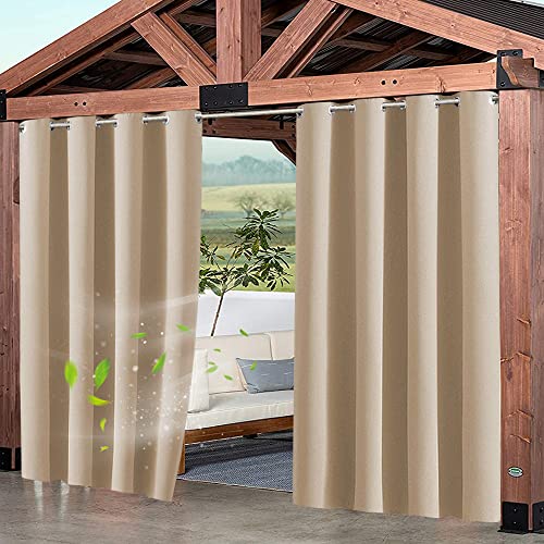 Outdoor Vorhang Grau Wetterfest 1 Stück - mit Edelstahltülle - Wasserdicht Sichtschutz Sonnenschutz 100x230(BxH)cm für Balkon Terrasse Veranda Pergola Gartenlaube Outdoor Vorhänge Ösenvorhang von XUIAQZW