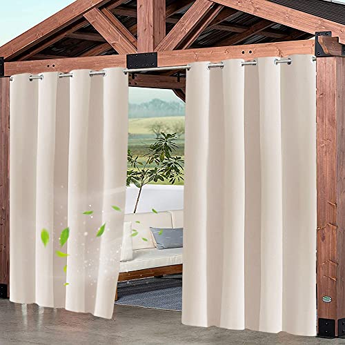 Outdoor Vorhang Grau Wetterfest 1 Stück - mit Edelstahltülle - Wasserdicht Sichtschutz Sonnenschutz 110x130(BxH)cm für Balkon Terrasse Veranda Pergola Gartenlaube Outdoor Vorhänge Ösenvorhang von XUIAQZW