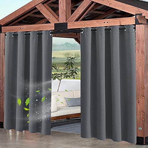 XUIAQZW Outdoor Vorhang Grau Wetterfest 1 Stück - mit Edelstahltülle - Wasserdicht Sichtschutz Sonnenschutz 80x190(BxH) cm für Balkon Terrasse Veranda Pergola Gartenlaube Outdoor Vorhänge Ösenvorhang von XUIAQZW