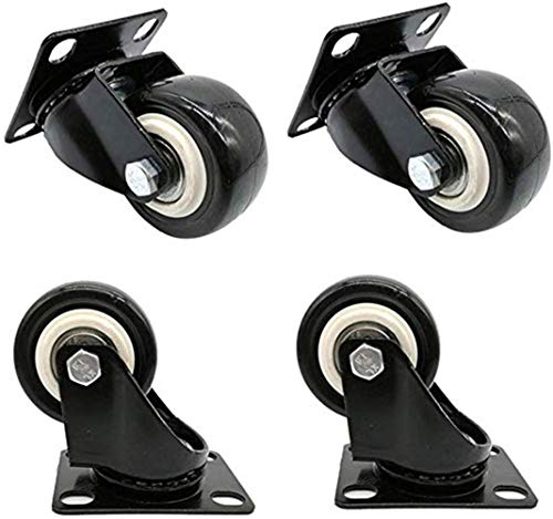 Möbelrollen Schwerlastrollen Bremsrad 4-fach, strapazierfähig, schwarz, universelle Radhalterung for Lenkrolle aus Pu-Gummi und Zweiwegerad(Color:Universal,Size:2Inch) von XXHNBF
