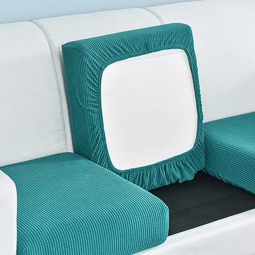 XYMJT Sofakissenbezüge, Stretch-Sofa-Sitzkissenbezüge, Couch-Kissenbezüge, Ersatz-Möbelschutz, Sitz for Wohnzimmer, individuelles Kissen (Color : Blue-Green, Size : 3 Seats) von XYMJT