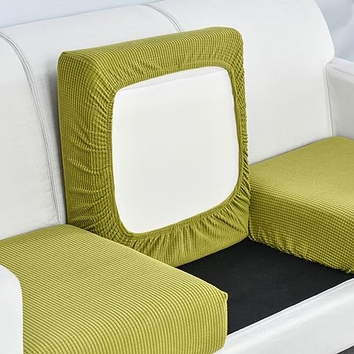 XYMJT Sofakissenbezüge, Stretch-Sofa-Sitzkissenbezüge, Couch-Kissenbezüge, Ersatz-Möbelschutz, Sitz for Wohnzimmer, individuelles Kissen (Color : Yellow-Green, Size : Large 2 Seats) von XYMJT