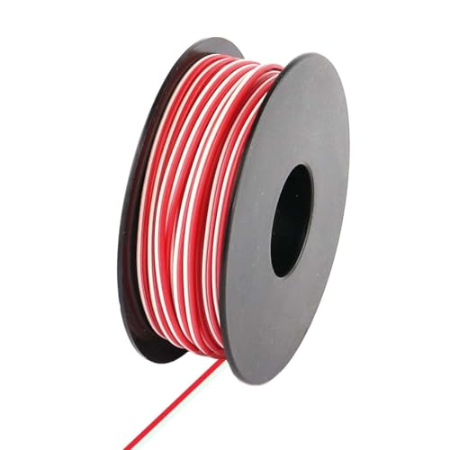 Xenterio LiYZ Flachleitung (Zwillingslitze), hochflexibel, 2x0,14mm², 25m Spule, Adernfarben weiß/rot von Xenterio