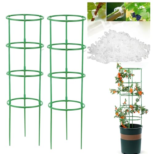 Rankhilfe Tomaten | 150 Stück Tomatenturm | Pflanzenstütze | Garten Rankhilfe Tomatenkäfig Pflanzenstütze | Rankgitter Kletterhilfe Tomaten (50 Ringe + 50 Stäbe rankhilfe,50stk Clip) von Xevinas