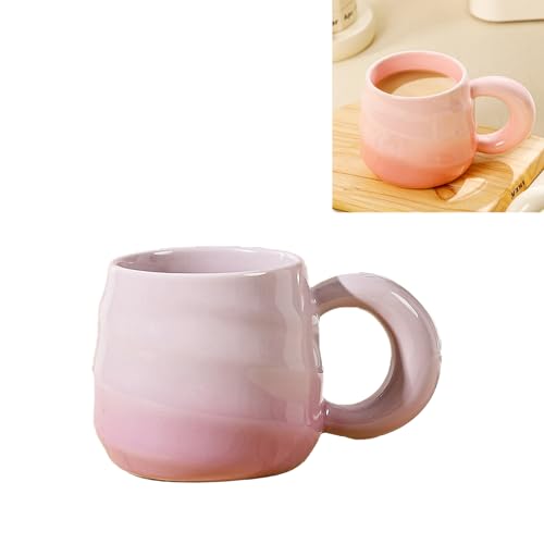 400ml Kaffeetasse Form mit Gewinde Cappuccino Tasse Teetasse Keramik Tassen Sanfte Farbverläufe (Lila) von Xfeyaqlo