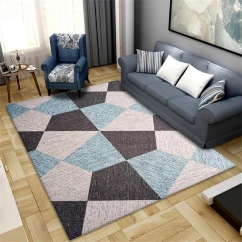 Xiaosua Teppich Rechteckig300x400CM Teppich Mädchen Teppich waschbar in Waschmaschine Teppich mit geometrischem Design verschleißfester Teppich Blau teppiche gegend von Xiaosua