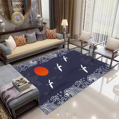 Xiaosua Trittschalldämmung Teppich Wohnzimmer Teppich Abstraktes Tür-Vintage-Muster Schlafzimmer Teppich 200X300CM Teppich Wohnzimmer Waschbar Blau von Xiaosua