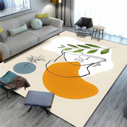 Xiaosua Waschbare Teppiche Wohnzimmer Gelb Natur Teppich 80X160CM Teppich Schlafzimmer Klein 2Ft 7.5''X5Ft 3'' von Xiaosua