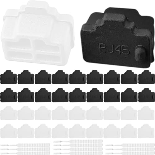 Xiatiaosann RJ45 Staubschutz Stecker Kappe Schutzkappe LAN Netzwerk Dose Abdeckung für Cat7, Cat6e, Cat5e, Kabelbuchse, für Switches, TV, Computer, Schwarz Weiß, 100 Stück von Xiatiaosann