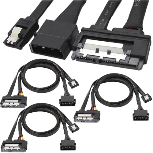 Xiatiaosann SATA 6G Datenkabel, SATA 15 Pin Buchse auf LP4 IDE 4 Pin mit Serial ATA III 7 Pin Buchse, SATA Power 2 in 1 Splitter Verlängerungskabel für Festplatte, SDD (3er Pack, 11,8 Zoll) von Xiatiaosann