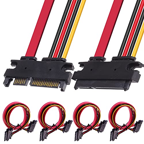 Xiatiaosann SATA Stromkabel Datenkabel-HDD SSD Kabel, 22-pin (7 + 15) SATA Verlängerungskabel, 4 Stück SATA Stecker auf Buchse Kabel von Xiatiaosann