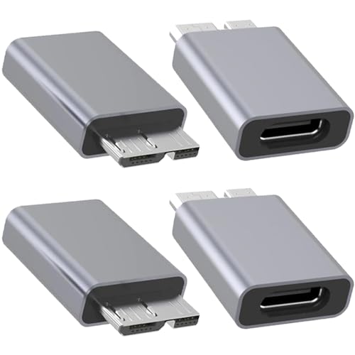 Xiatiaosann USB-C-auf-Micro-B-Adapter, USB-3.1-Typ-C-Buchse auf USB-3.0-Micro-B-Stecker, Verlängerungskonverter für Festplattenkabel, SSD, HDD (4er-Pack) von Xiatiaosann