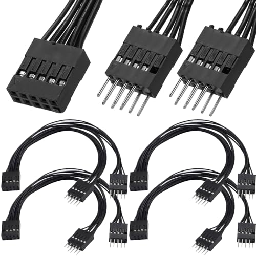 Xiatiaosann USB2.0 9Pin Buchse auf Dual 9Pin Stecker Kabel, Motherboard 9Pin Verlängerungskabel für Computer internes Motherboard (4er Pack) von Xiatiaosann