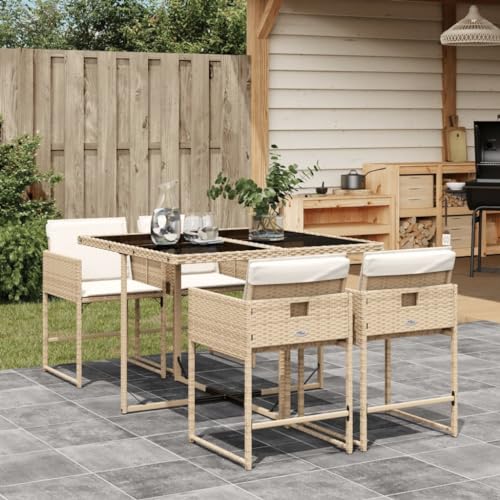 Xichuzi 5-TLG. Garten-Essgruppe mit Kissen Beige Poly Rattan, Esstisch Mit Stühlen Set, Gartenmöbel Sitzgruppe, Balkon Möbel, Gartenlounge Set, Terrassenmöbel, Balkonmöbel Set - 3278025 Xichuzi 5-TLG. Garten-Essgruppe mit Kissen Beige Poly Rattan, Esstisch Mit Stühlen Set, Gartenmöbel Sitzgruppe, Balkon Möbel, Gartenlounge Set, Terrassenmöbel, Balkonmöbel Set - 3278025 von Xichuzi