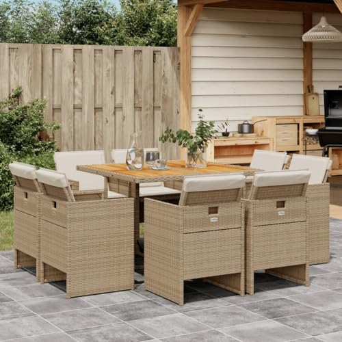 Xichuzi 9-TLG. Garten-Essgruppe mit Kissen Beige Poly Rattan, Esstisch Mit Stühlen Set, Gartenmöbel Sitzgruppe, Balkon Möbel, Gartenlounge Set, Terrassenmöbel, Balkonmöbel Set - 3277791 Xichuzi 9-TLG. Garten-Essgruppe mit Kissen Beige Poly Rattan, Esstisch Mit Stühlen Set, Gartenmöbel Sitzgruppe, Balkon Möbel, Gartenlounge Set, Terrassenmöbel, Balkonmöbel Set - 3277791 von Xichuzi
