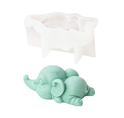 Xidmold 3D Elefant Silikonform, Tier Kerzenform Seifenform, Elefant Silikon Backform Mousse Kuchenform für Fondant, Tortendeko, Schokolade, Seife, Sojawachs Kerzen, Handwerk (Elefant) von Xidmold