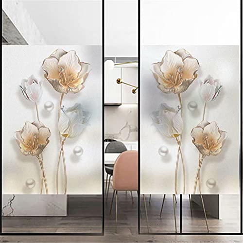 Fensterfolie, Sichtschutz, Glasfolie, nicht klebend, mattiert, statische Haftung, für Zuhause, Büro, Rose, dekorative Aufkleber für Badezimmertürverkleidungen, 60 x 120 cm von Xijier