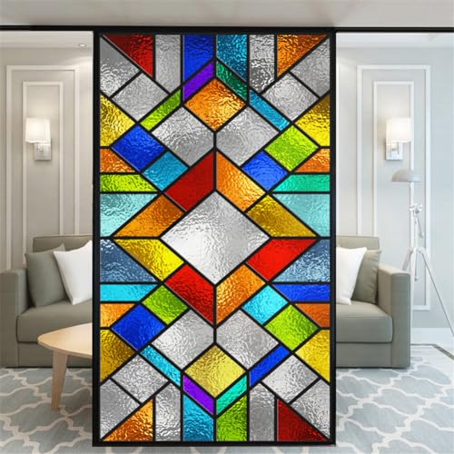 Xijier Fensterfolie ohne Kleber, Sichtschutz, Waldbilder, 110H, dekorativ, Milchglas, Tür, Fenster, Aufkleber, Fensteraufkleber für Zuhause, Büro, 40 x 60 cm von Xijier