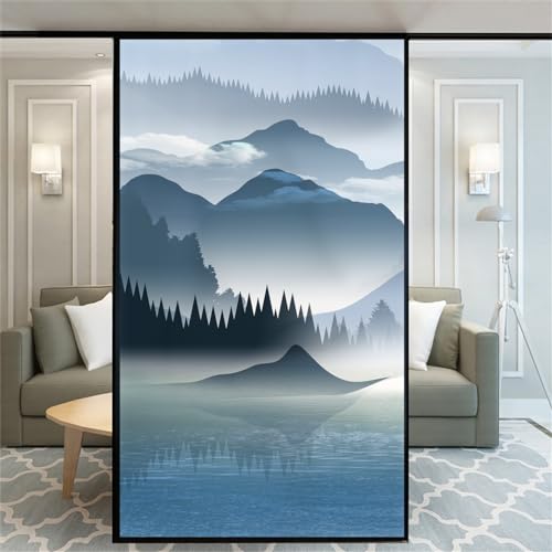 Xijier Fensterfolie ohne Klebstoff, klassisches Muster, dekorativ, Milchglas, Tür-/Fensterabdeckung, Fensteraufkleber, 89 x 110 cm von Xijier