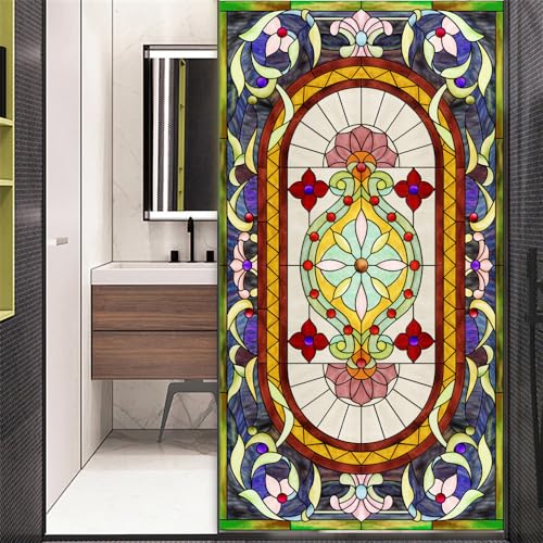 No Glue Decorative Privacy Frosted Window Film Modern Classic Stained Glass Door Window Decals Window Sticker 40x140cm(15.7"x55.1") von Xijier