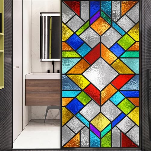 No Glue Decorative Privacy Frosted Window Film Modern Classic Stained Glass Door Window Decals Window Sticker 40x140cm(15.7"x55.1") von Xijier