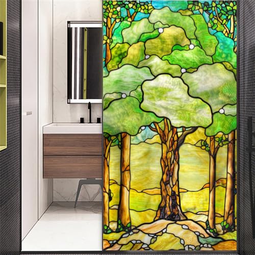 No Glue Decorative Privacy Frosted Window Film Modern Classic Stained Glass Door Window Decals Window Sticker 65x120cm(25.6"x47.2") von Xijier