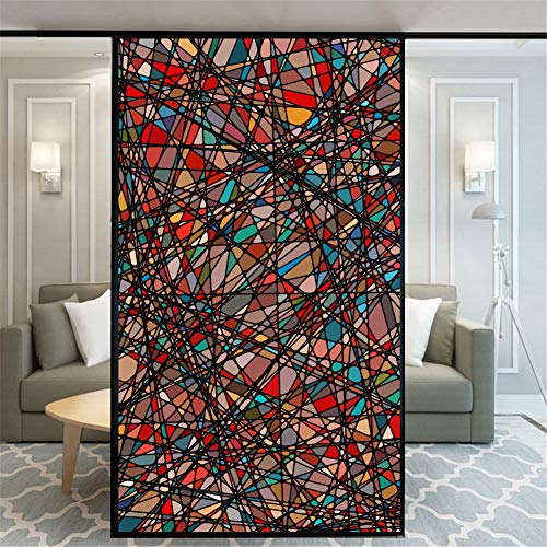 Xijier Fensterfolie ohne Klebstoff, dekorativ, Sichtschutz mit abstrakten Linien, 75 x 120 cm von Xijier