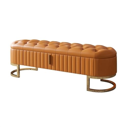 Xilin-872 Bettbank Sofabank aus hochwertigem Leder, Schlafzimmer-Nachtbank, Moderne, einfache Garderobe, Schuhbank mit Aufbewahrungsschublade Sitzbank (Color : Orange, Size : 1.3m) von Xilin-872