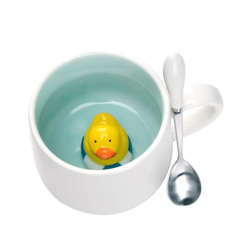 Nette Ente Kaffee Tassen, Kawaii Tasse,Geschenke für Frauen,3D Tier Morgen Tasse,Nette Stuff,Coole Tassen,Weihnachten Geburtstag Geschenke für Mädchen Kinder Männer Mutti Lehrerin von XinHuiGY