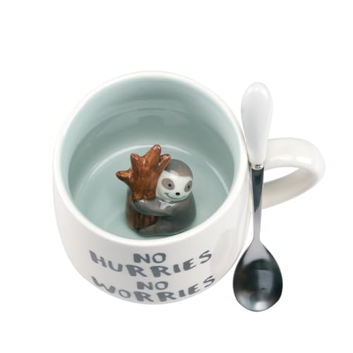 Nette Sloth Kaffee Tassen, Kawaii Tasse,Geschenke für Frauen,3D Tier Morgen Tasse,Nette Stuff,Coole Tassen,Weihnachten Geburtstag Geschenke für Mädchen Kinder Männer Mutti Lehrerin (Sloth) von XinHuiGY