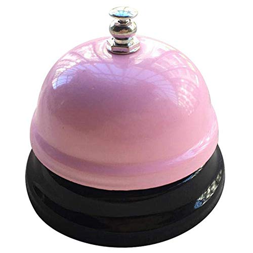 Xinlie Tischklingel Rezeptionsklingel Tischglocke Zähler Schreibtisch Glocke Bell Ring Metall Verchromte Anruf Bell mit Klarem Klang für Restaurant Küche Hotel Bars Service Haustier (Pink) von Xinlie