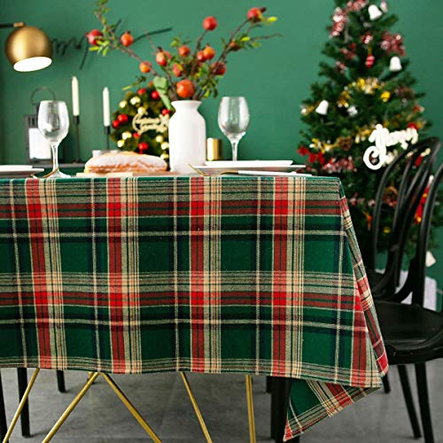 Mitchell Weihnachten Tischdecke 140x240 Grün Gitter Tischtuch Baumwolle und Leinen Retro Kariert Quadratisch Couchtisch Tischdecke Home Abwaschbar Küchentischabdeckung für Speisetisch von Xiongfeng