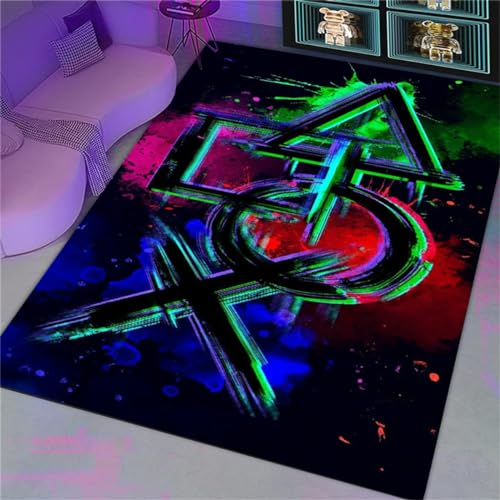 Xisnuient 3D Gedruckte Dekorative Teppiche,Bunte Gamer Punk Handle Alphabet Teppiche,Teen & Kinder Bereich rutschfeste Gaming Fußmatten,Wohnzimmer Schlafzimmer Nachttisch Teppiche (Colour 2,50x80cm) von Xisnuient