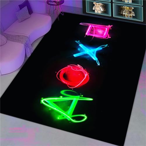 Xisnuient 3D Gedruckte Dekorative Teppiche,Bunte Gamer Punk Handle Alphabet Teppiche,Teen & Kinder Bereich rutschfeste Gaming Fußmatten,Wohnzimmer Schlafzimmer Nachttisch Teppiche (Colour 4,80x160cm) von Xisnuient