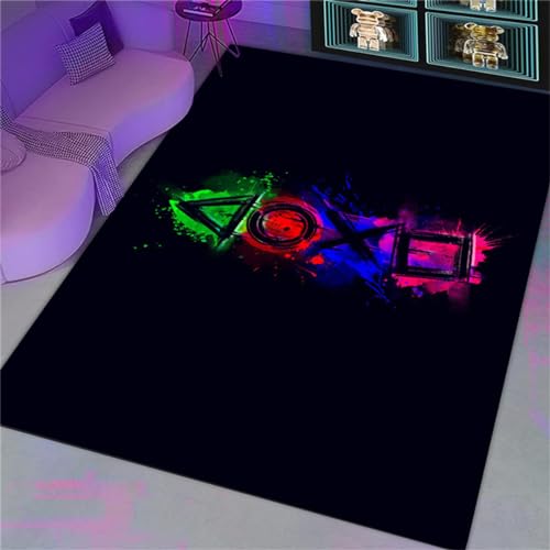 Xisnuient 3D Gedruckte Dekorative Teppiche,Bunte Gamer Punk Handle Alphabet Teppiche,Teen & Kinder Bereich rutschfeste Gaming Fußmatten,Wohnzimmer Schlafzimmer Nachttisch Teppiche (Colour 3,80x160cm) von Xisnuient