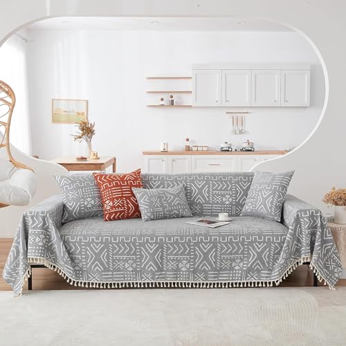 Xisnuient Extra Weiche Sofa Kuscheldecke 1 2 3 4 Sitzer Boho Deko Mehrzweck Sofa überzug Big Sofa Decke XXL Tagesdecke Bettüberwurf Überwurf Für Bett Vier Jahreszeiten (Grey,180x340cm) von Xisnuient